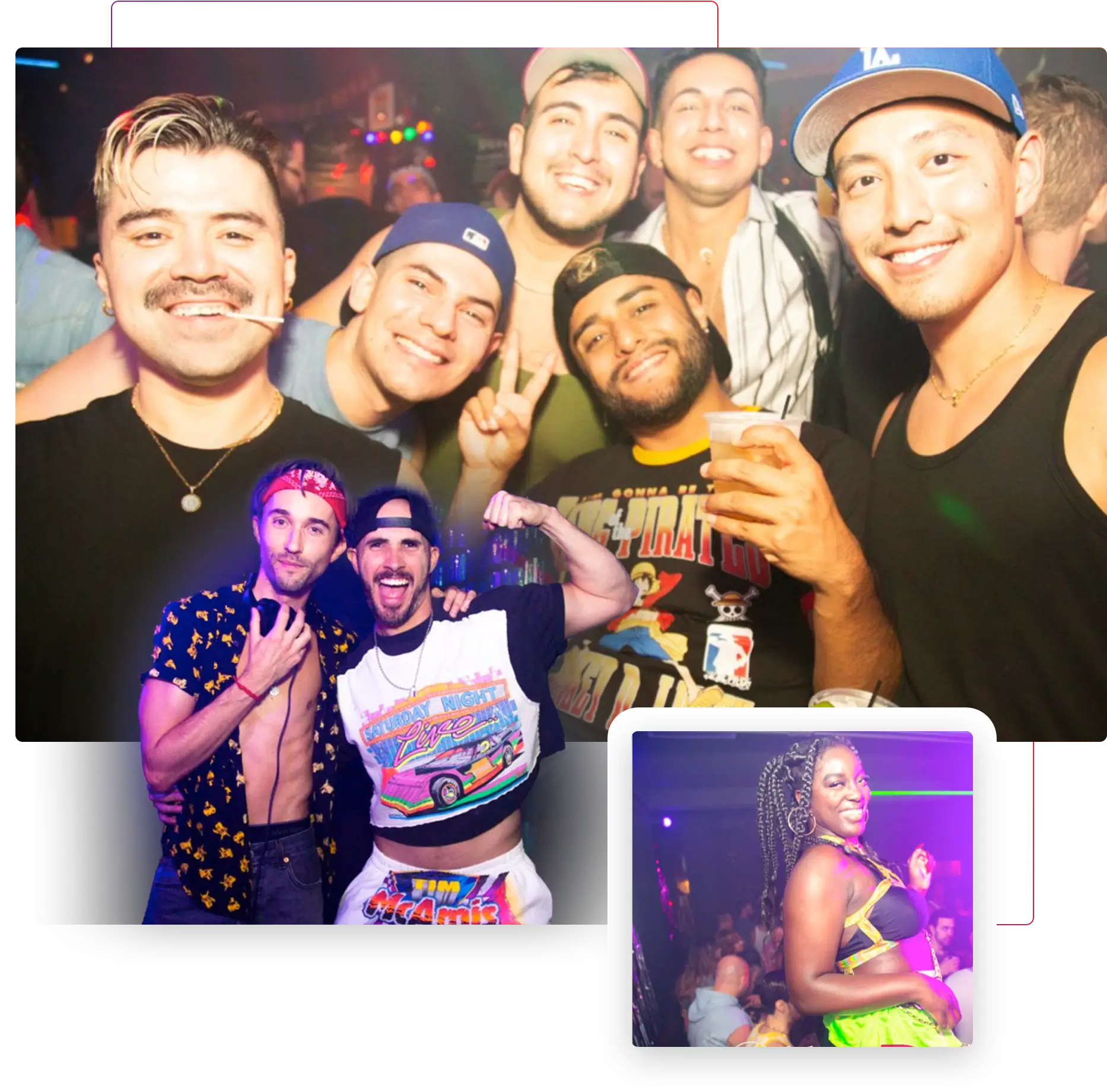 A collage of images of people having fun at Otter Pop parties in LA. 