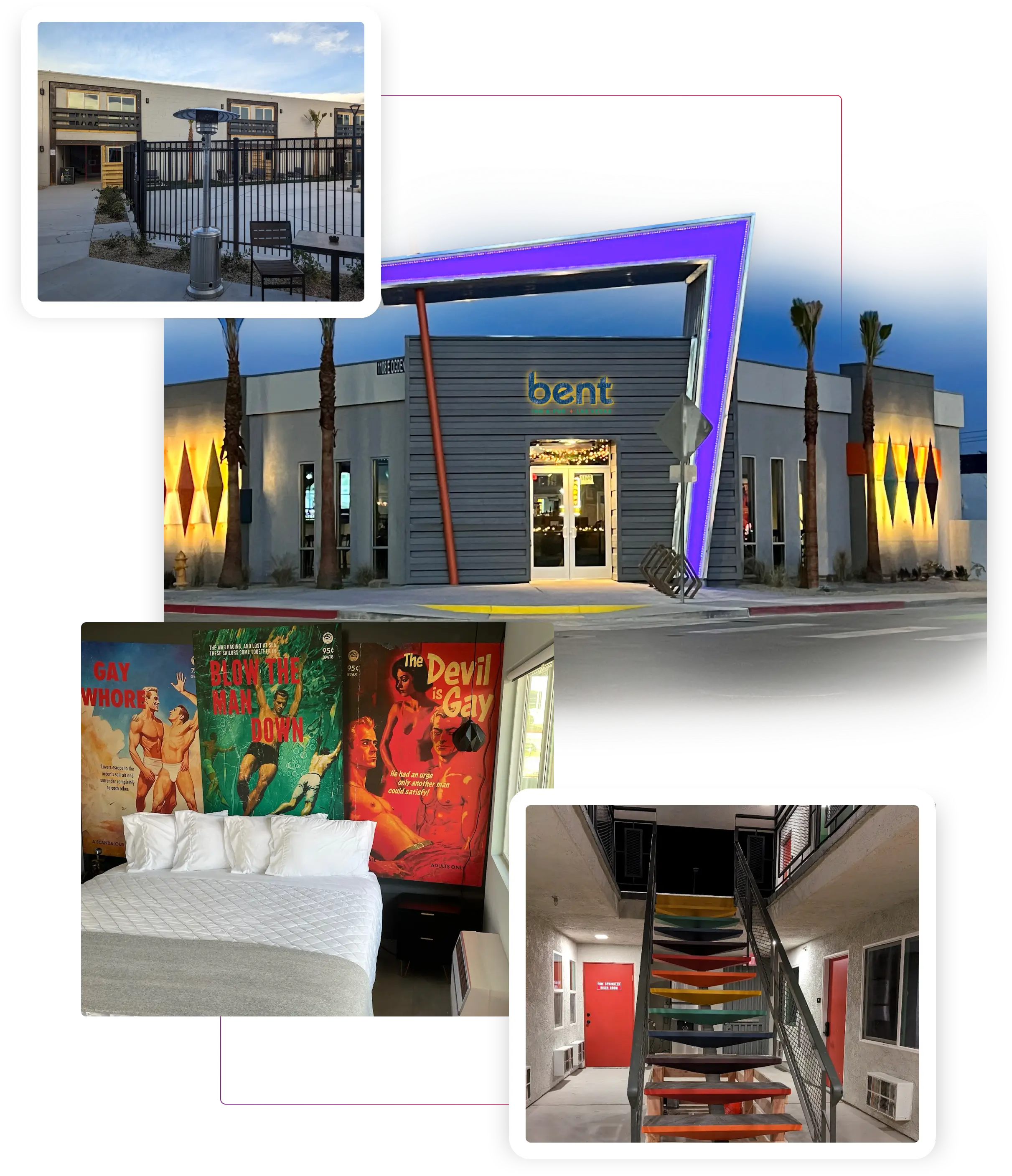 Interior and exterior images of The Bent Inn & Pub.