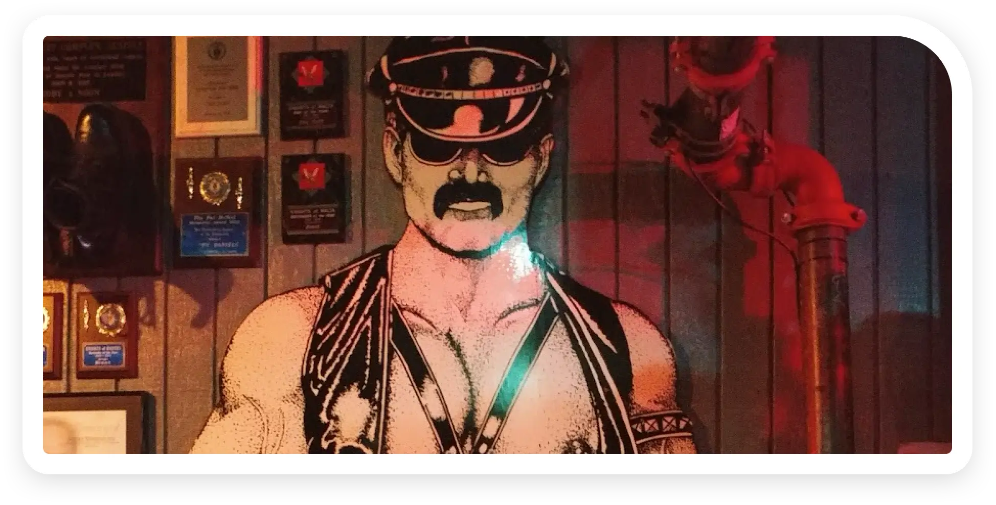 Cuff Complex interior view of a wall with Tom of Finland mural 